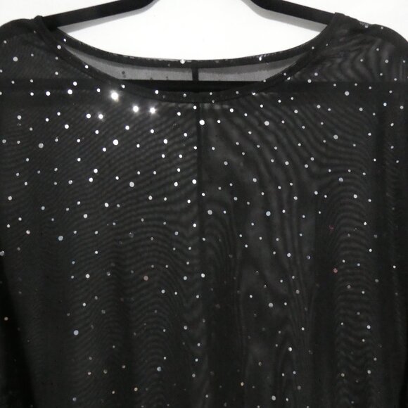 Unbranded | P2P 24 inches measured | Sheer Black Short Sleeve Sequin Shirt - Picture 4 of 13